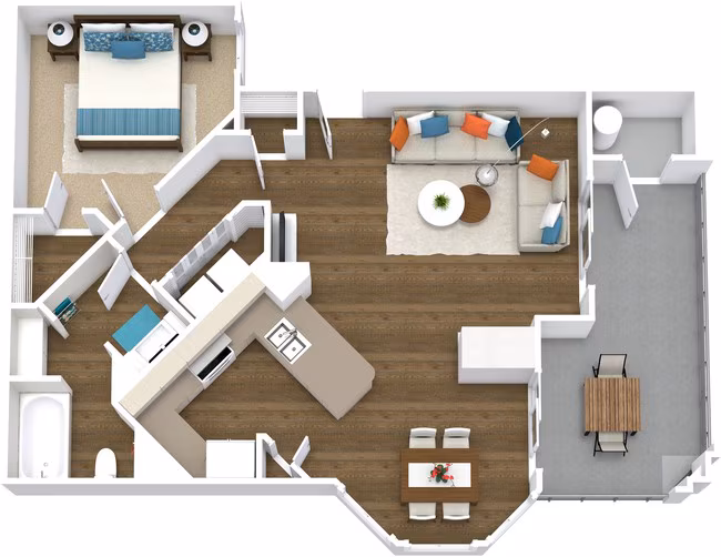 1x1 764sf Classc 3055 floor plan